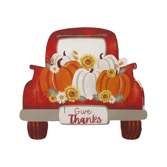 Fall Wreath Kit "Give Thanks" Sign & Pumpkin Truck, Sunflower Ribbons Bundle - Picture 2 of 5